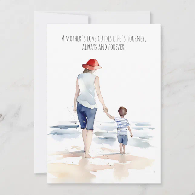 Mom and son at the beach | Mother's Day Card