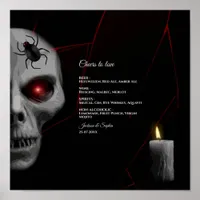 Gothic Skull Spider Candle - Dark Moody Halloween Poster