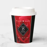 Elegant 15th Rose Wedding Anniversary Paper Cups