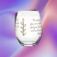 Bible Verse Simple Botanical Brown and White | Stemless Wine Glass