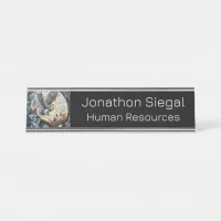 Owl and Wolf Mosaic Nature Ai Art Personalized Desk Name Plate