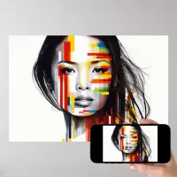 Vietnamese Woman's Face Color Bars Portrait Poster