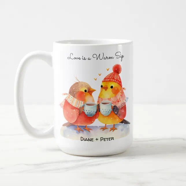 Nestle in Love Cute Birds Romance Cartoon Coffee Coffee Mug