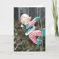 Elf in Snow, Christmas Holiday Card