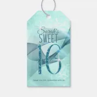 Sparkling Swirls Sweet Sixteen Teal ID652 Gift Tags