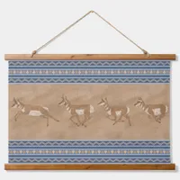 Southwest Pronghorn Antelope Herd with Blue Border Hanging Tapestry