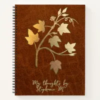 Autumn - Leather - fall colors and vine branch  Notebook