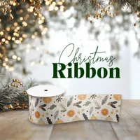 Pretty Orange Slices and Pine Christmas Satin Ribbon