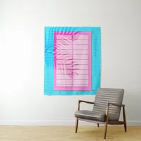 Caribbean Vibes Pink and Blue Window Shutters Tapestry