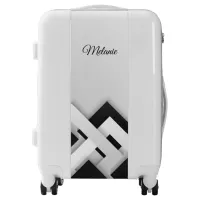 Black White Elegant Geometric  Business Luggage