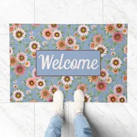 Daisy Floral Personalized Doormat