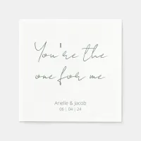 You're The One White & Olive Green Cursive Wedding Napkins