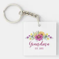 New Grandma Elegant Flowers| Photo Keychain