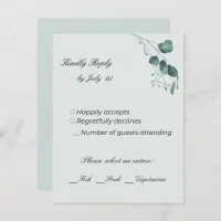 Romantic Pastel Green Eucalyptus Wedding RSVP Card