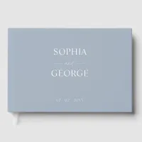 Elegant Modern Dusty Blue Wedding Foil Guest Book