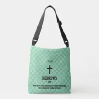 Mint Green Pattern Bible Chapter Verse Christian Crossbody Bag