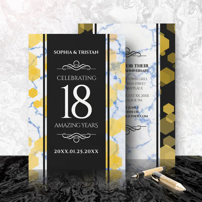 Elegant 18th Porcelain Wedding Anniversary Invitation