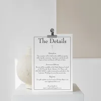 Minimalist Modern Monogram Black & White Wedding Enclosure Card