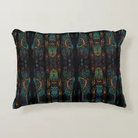 Mystic Forest Mosaic Blue & Black pattern Cushion 