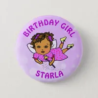 Personalized Pretty Fairy Birthday Girl Button