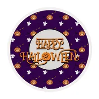 Halloween pattern and message edible frosting rounds