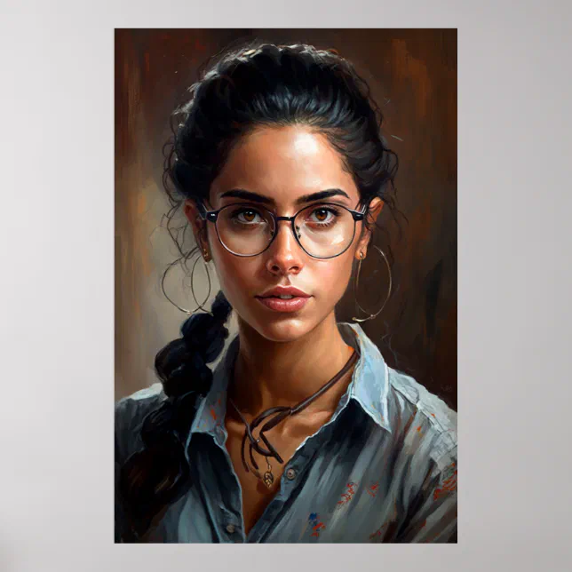 Venezuelan Woman Portrait Oil Painting Poster