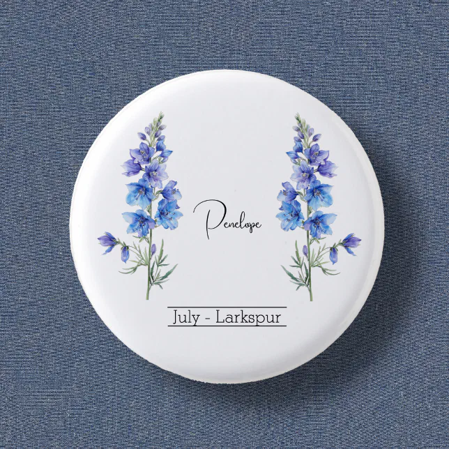 Birth Month Flower July Larkspur Button