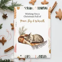 Sweet Napping Kitten | Personalized Christmas Card