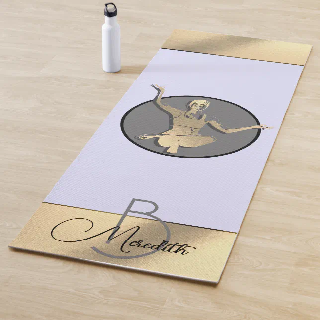 Golden yogi silhouette yoga mat