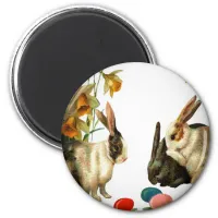 Easter Vintage Bunnies Looking at Candy Eggs, ZSSG Magnet