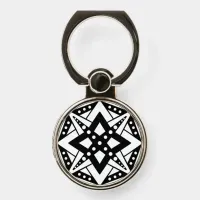 Black and White Mandala Abstract Art Phone Ring Stand