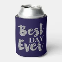 Silver Glitter Best Day Ever Wedding Favors Can Cooler