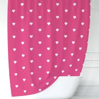 Hot Pink and White Hearts Shower Curtain