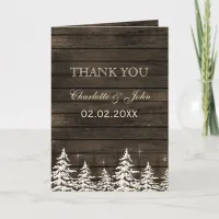 Barnwood Rustic Pine trees, winter Thank You