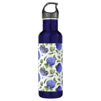 Blue Hydrangea Flowers Art Stainless Steel Water Bottle