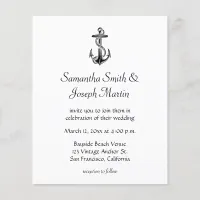 Budget Black Vintage Anchor Wedding Invitation