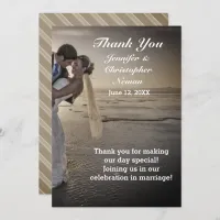 Bride & Groom Grayed Sunset Beach Thank You Card