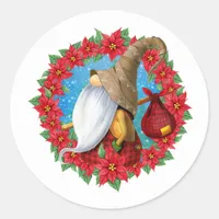 Nordic Christmas Gnome Classic Round Sticker