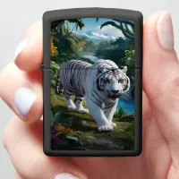 Majestic White Tiger in Lush Jungle Zippo Lighter