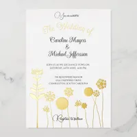 Elegant Timeless Soft Gold Floral Minimalism Foil Invitation