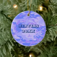 Camouflage Pastel Blue Abstract Pattern Ceramic Ornament