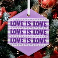 Love is Love in Purple Glass Ornament