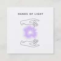 *~* Energy Hands Ball | Reiki Healing Lights Square Business Card