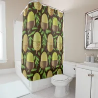 Regimental Green Acorns Nature-Inspired Shower Curtain