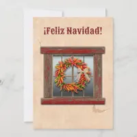 Southwest Chile Ristra Wreath Flat Holiday Card