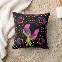 Elegant chic Fuchsia Pink Tropical Bird Throw Pillow