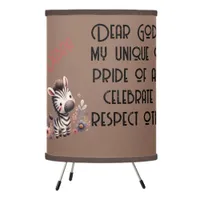 Woodland Zebra Kids Christian Prayer on Brown | Tripod Lamp