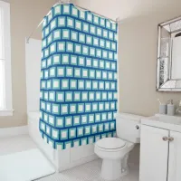 Blue White Abstract Modern  Shower Curtain