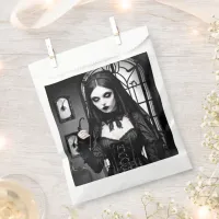 Black and White Gothic Girl Halloween Favor Bag