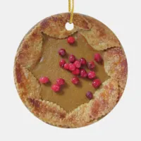 Pumpkin Pie with Cranberries Christmas Ceramic Ornament